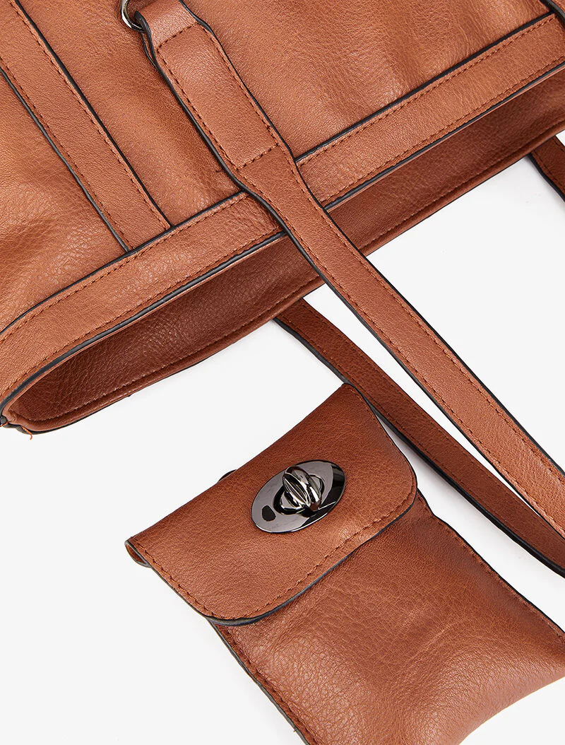Shopper tas met zak Melinda - Camel - Image 4