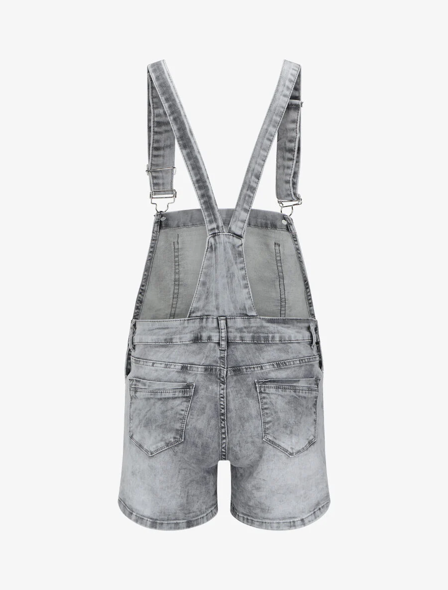 Rechte jeans short overall - Lichtgrijs - Image 2