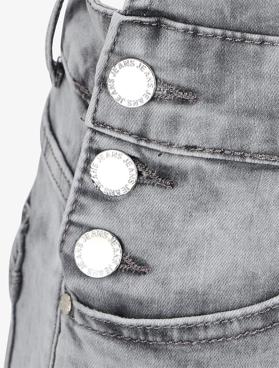 Rechte jeans short overall - Lichtgrijs - Image 3
