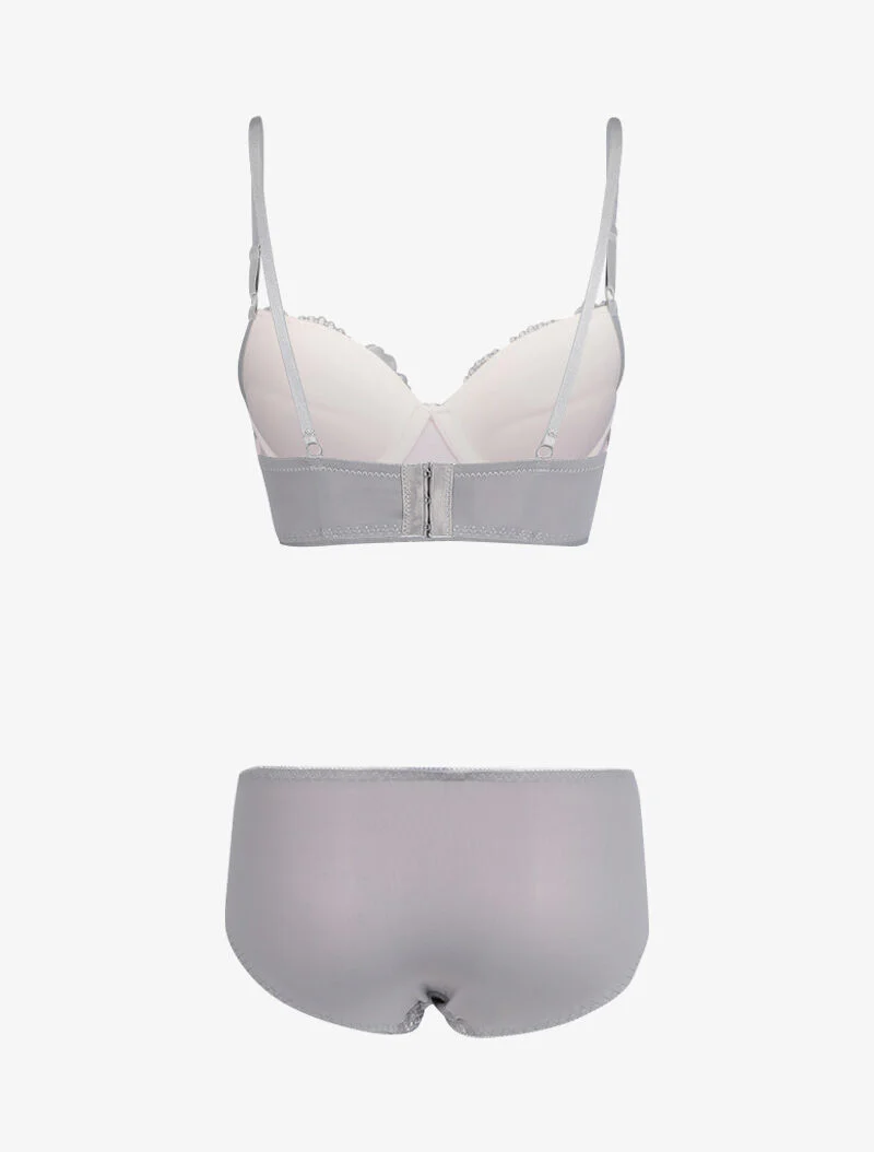 Samenstelling bustier in kant en netstof - Donkergrijs - Image 2