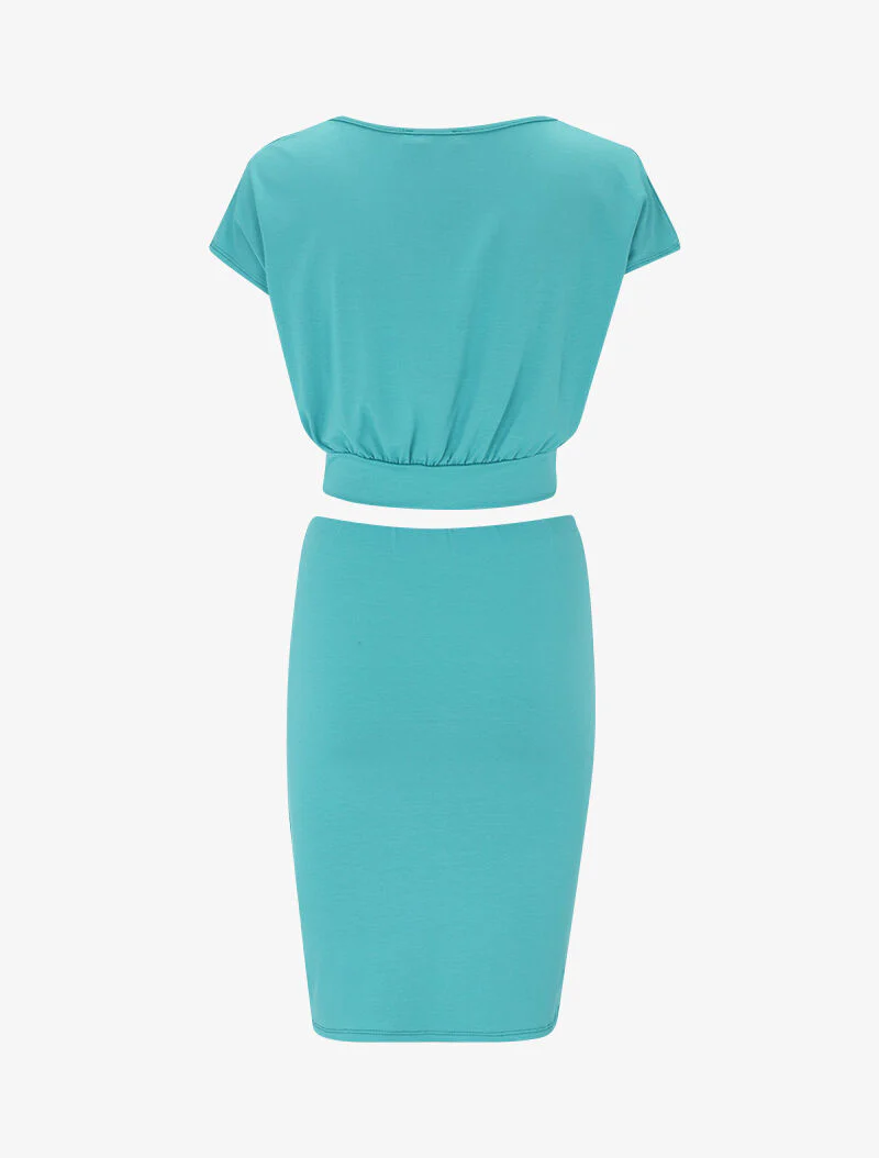 Samenstelling van een crop top en een rok - turkoois - Image 2