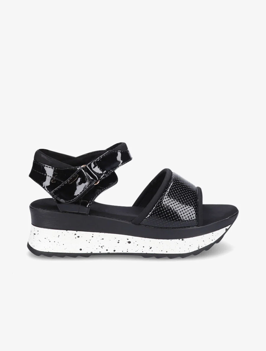 Lakleren sleehakken sandalen - Zwart