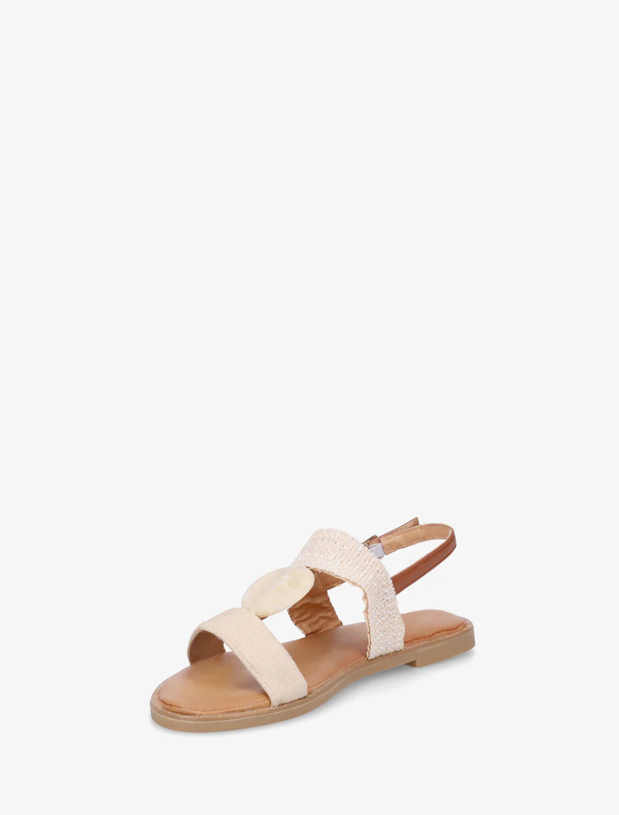 Sandaal met ronde siersteen - Beige - Image 3