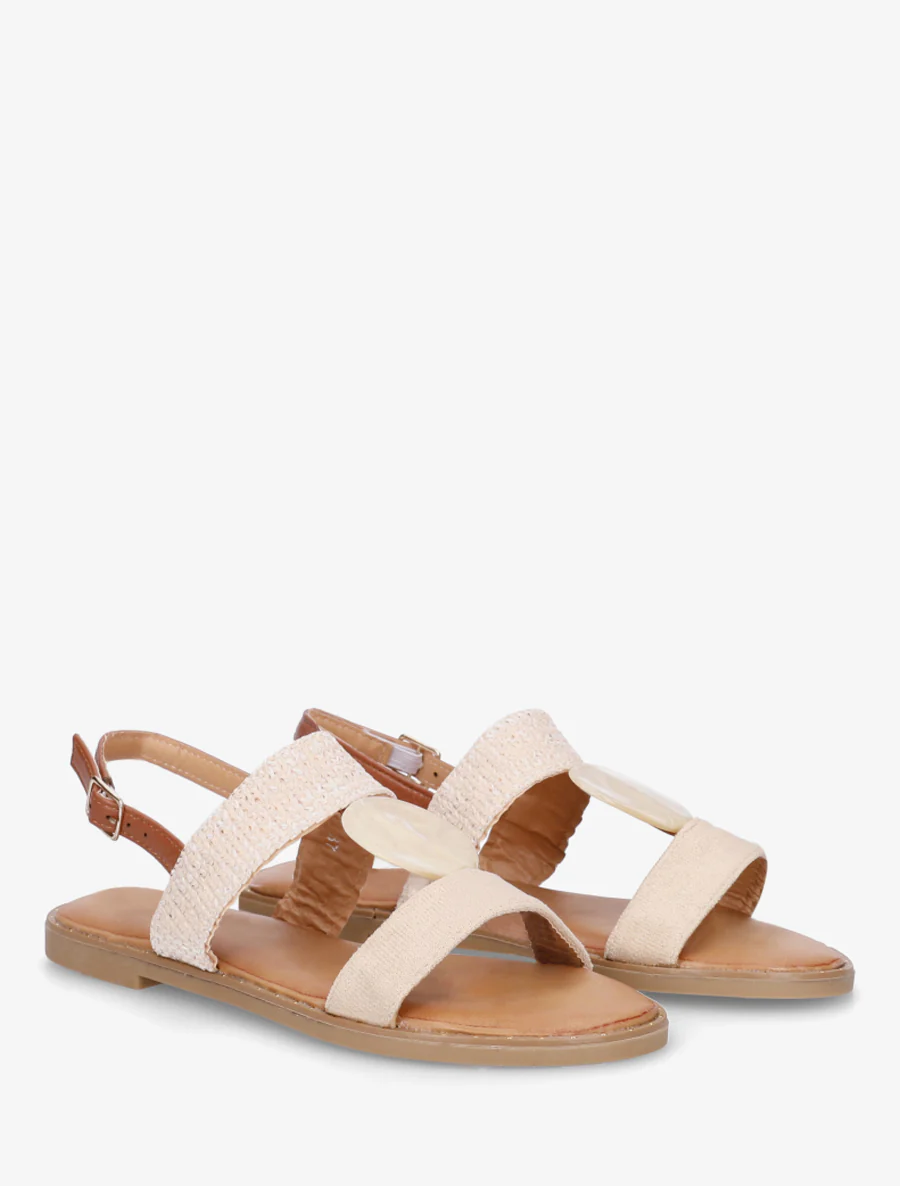 Sandaal met ronde siersteen - Beige - Image 4