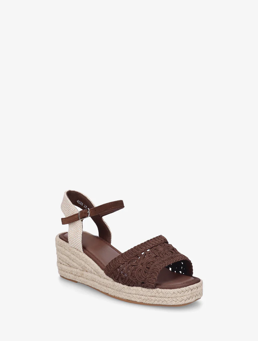 Sandaal met sleehak en raffia zool - Bruin - Image 2