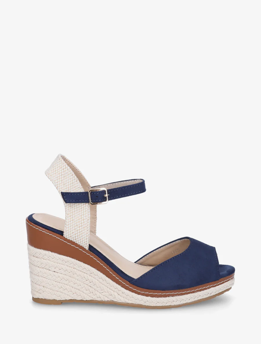 Sandaal met sleehak in espadrillestijl - Marine