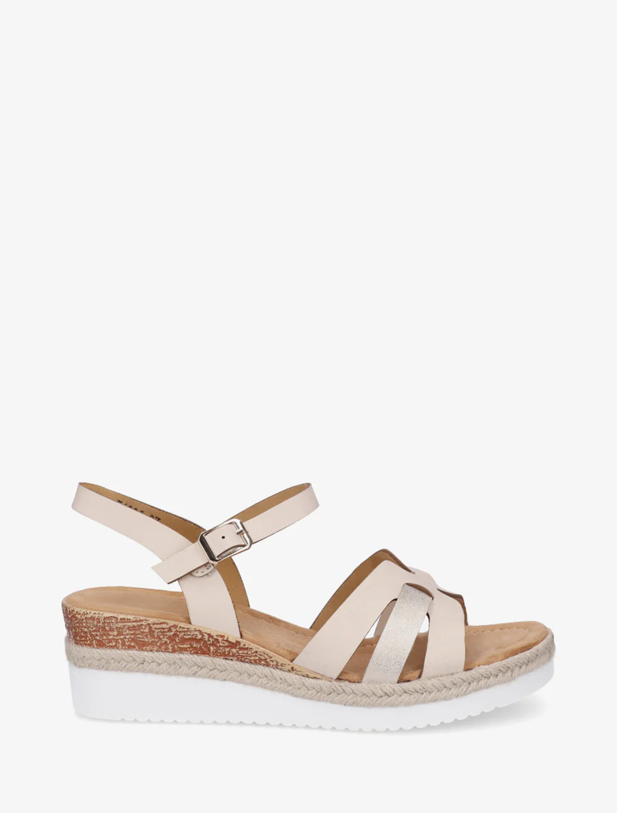 Sandaal met sleehak versierd met een vlecht - Beige