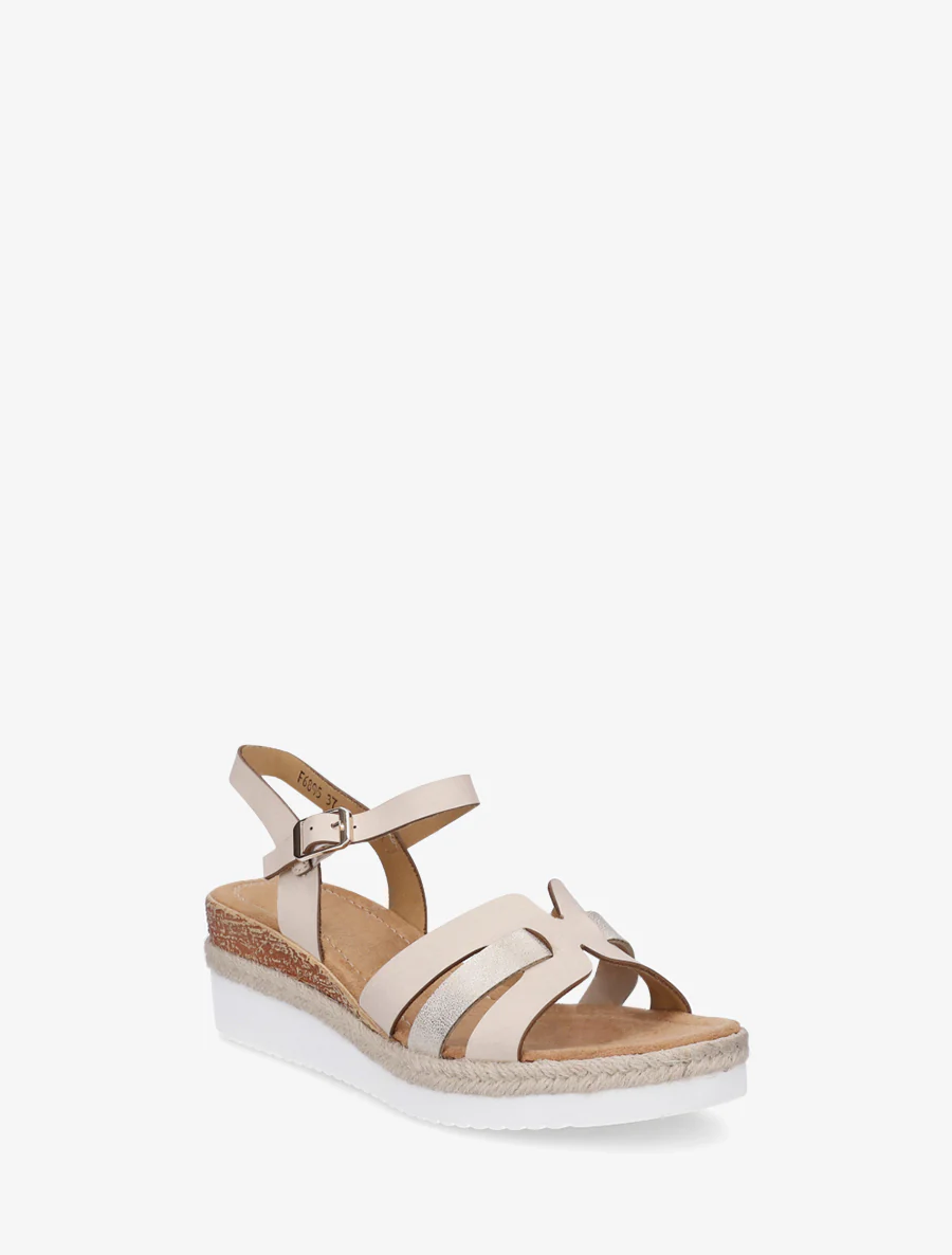Sandaal met sleehak versierd met een vlecht - Beige - Image 2