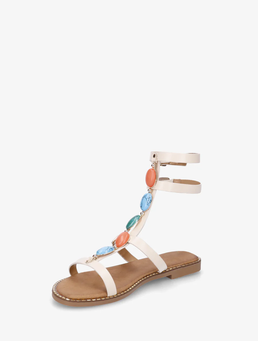 Sandaaltjes in gladiatorstijl met stenen - Beige - Image 3