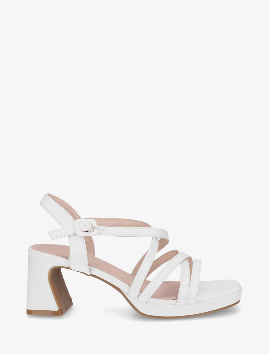Sandaaltjes van imitatieleer met hoge hakken - Wit