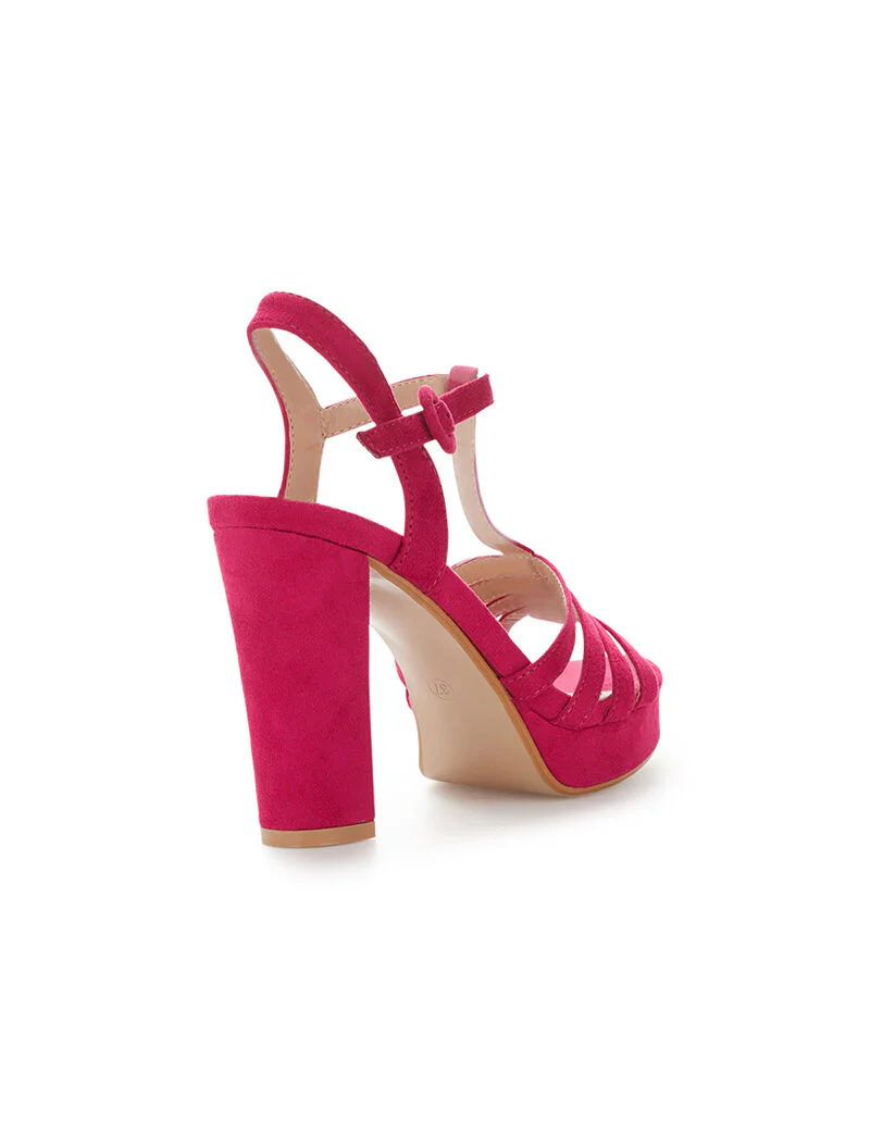 Hoge blok sandalen - fuchsia - Image 4