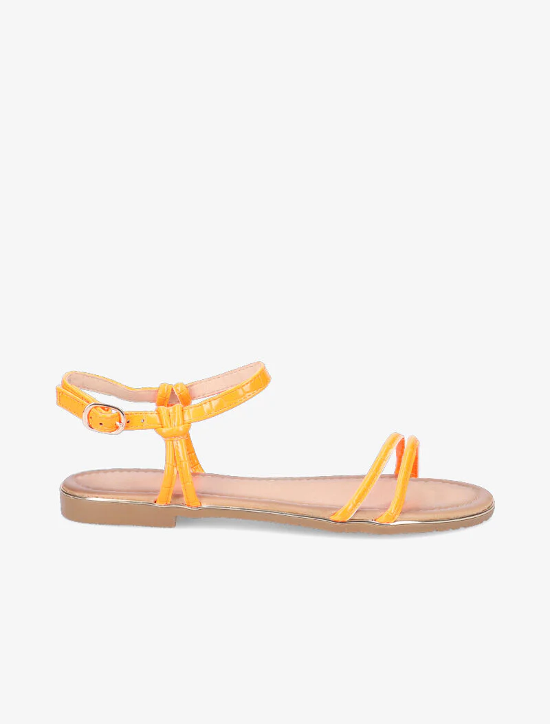 Sandalen in gestructureerd imitatieleer - fluoroze oranje