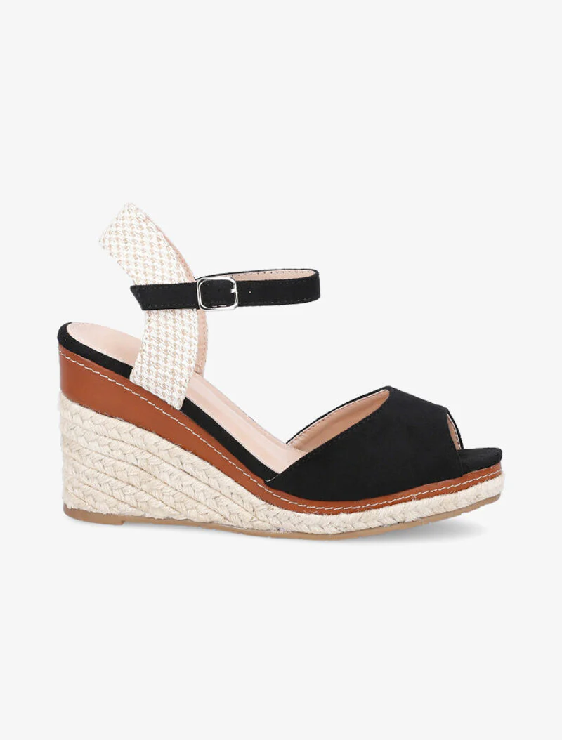 Sleehaksandalen met brede banden - zwart