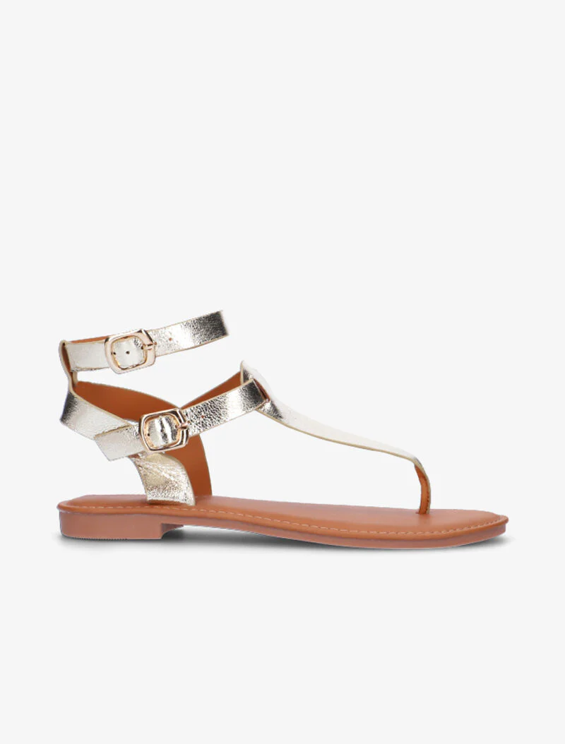 Sandalen met dubbele bandjes - goud