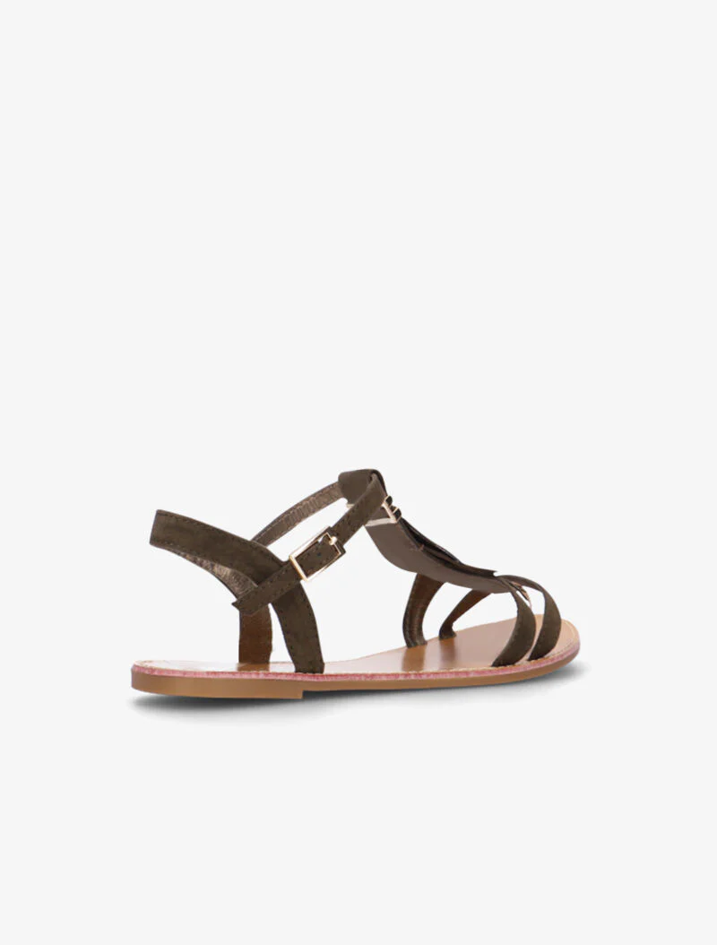 Sandalen met een T-bandje en franjes - donkergroen - Image 4