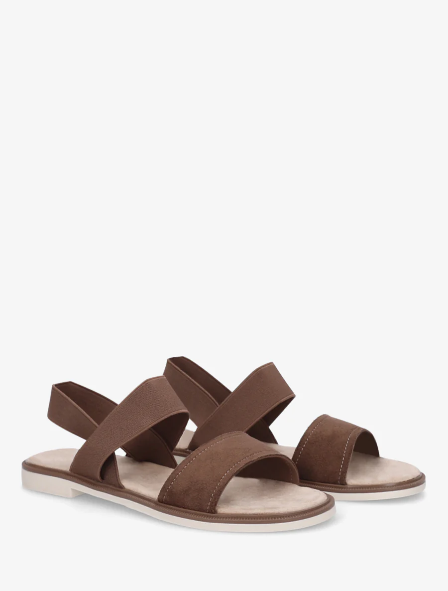 Sandalen met elastische enkelband. - Bruin - Image 4