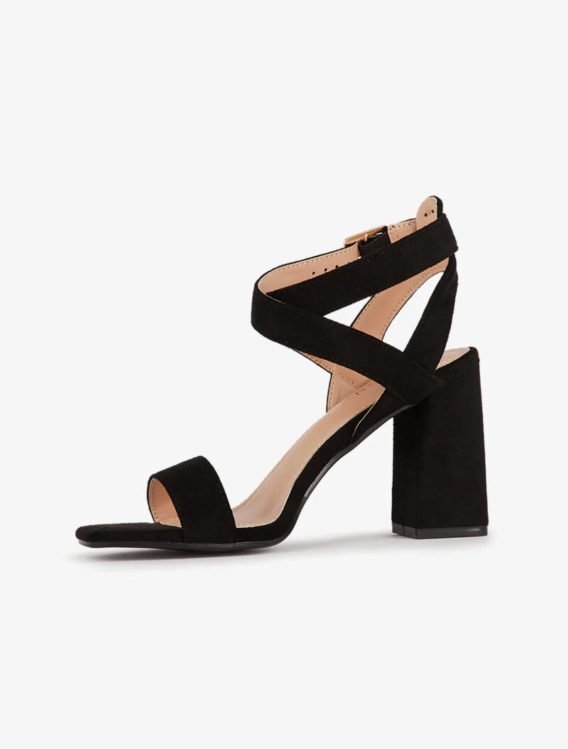 Sandalen met afgeschuinde blokhakken - zwart - Image 4