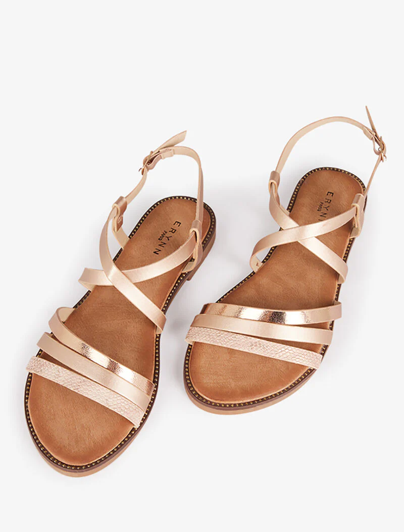 Stijlvolle sandalen met bandjes - champagne