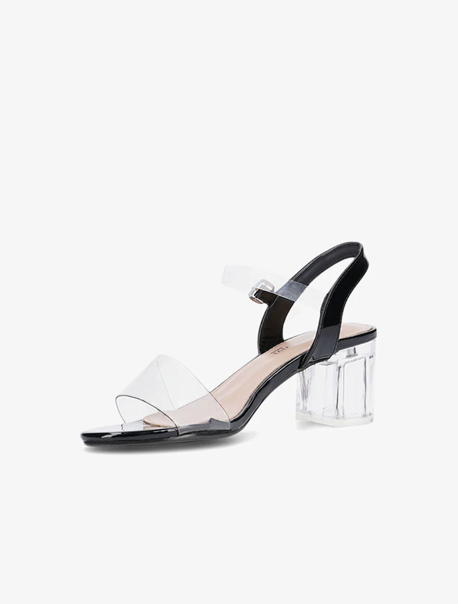 Hakken sandalen met transparante band - zwart - Image 3