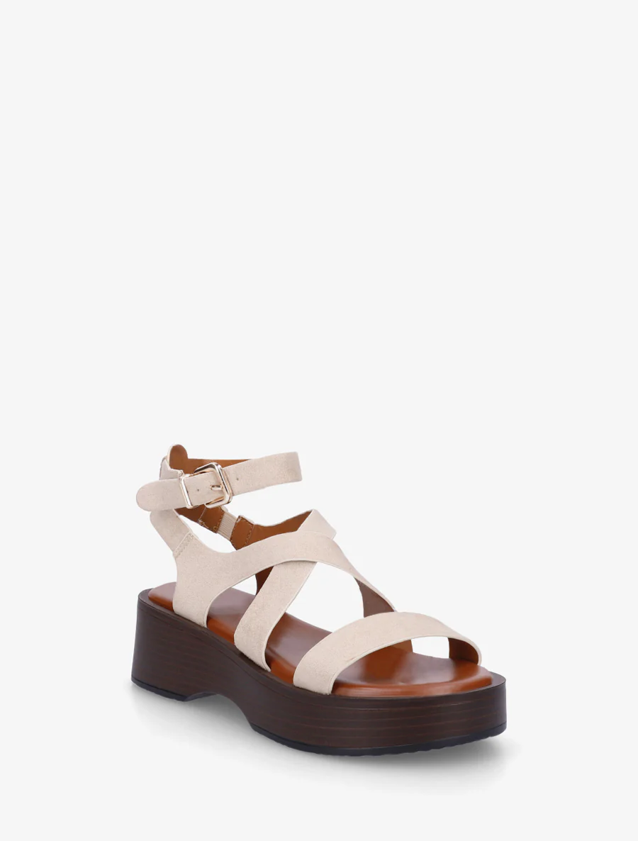 Sandalen met houten effectzool - Beige - Image 2