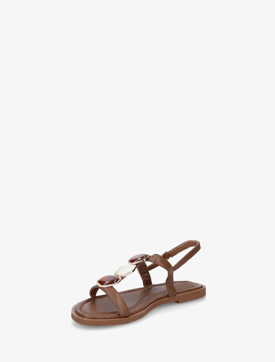 Sandalen met inzetstuk van drie stenen - Bruin - Image 3