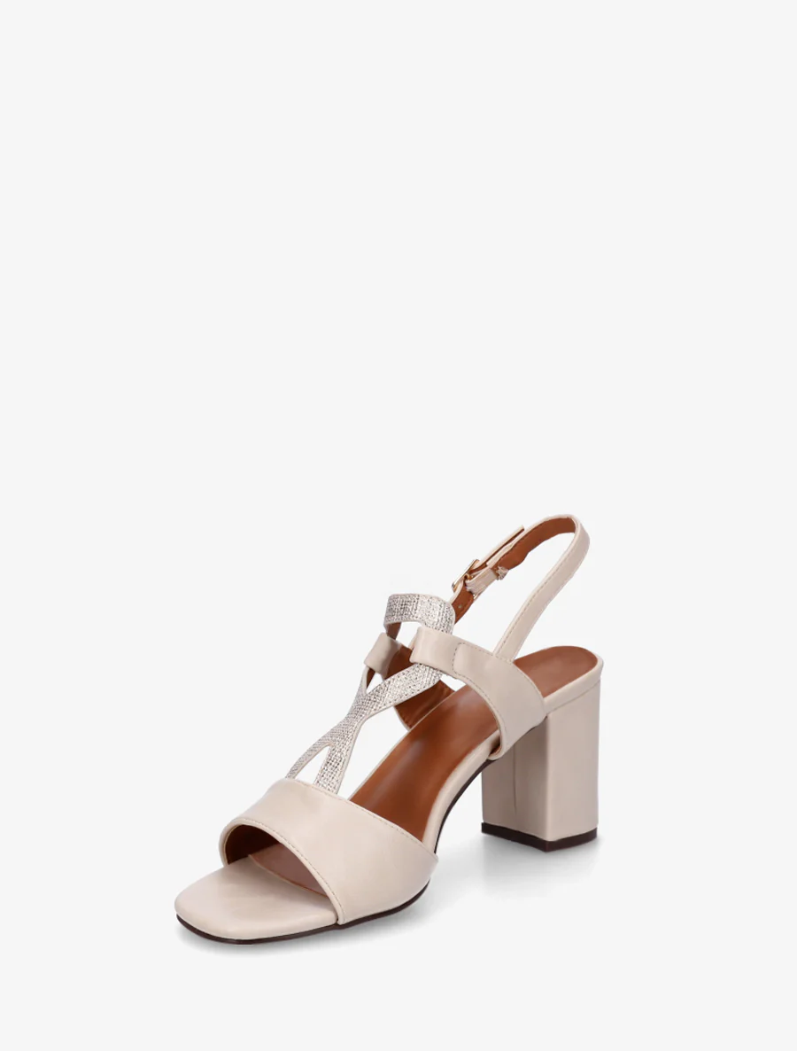 Sandalen met iriserend inzetstuk - Crème - Image 3