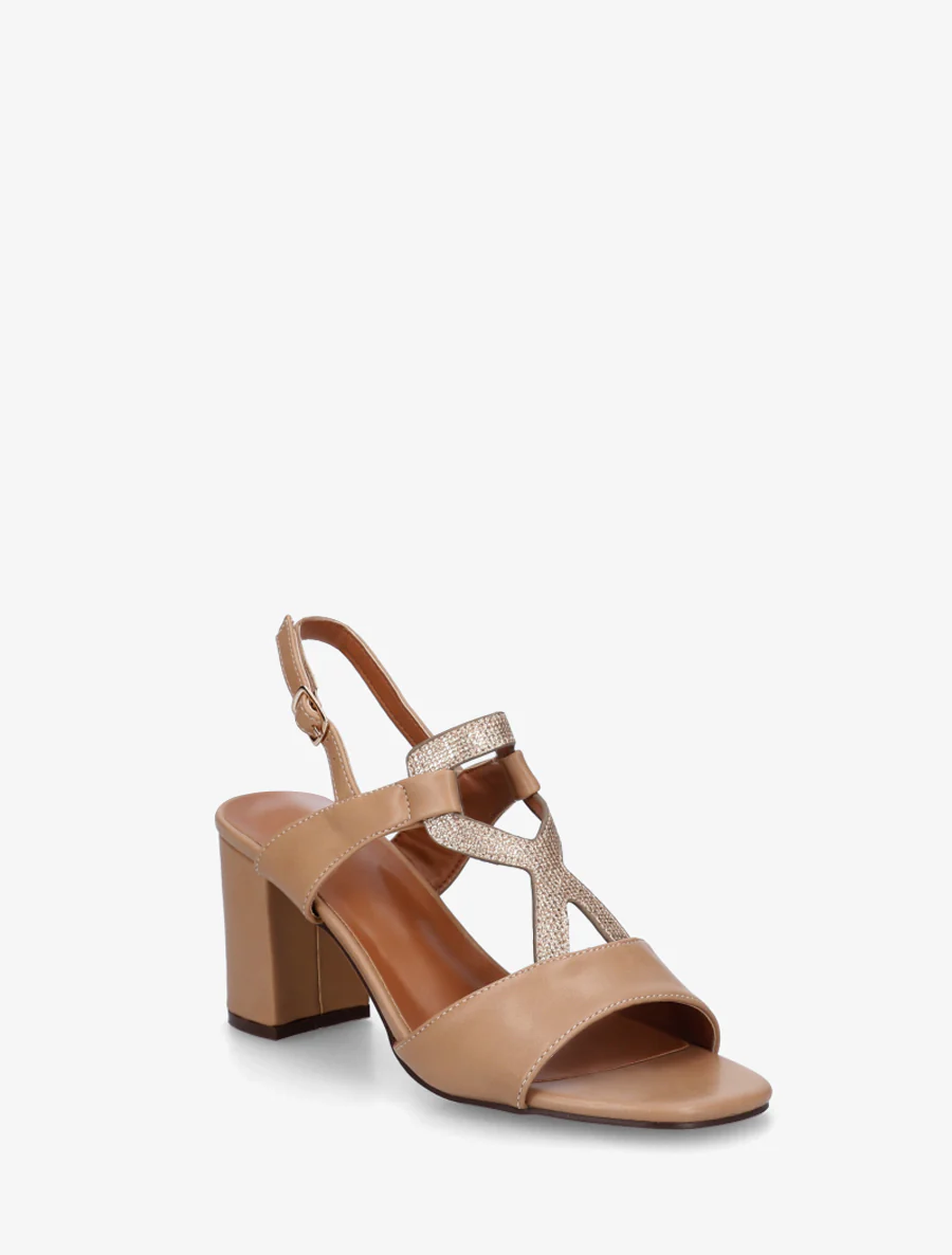 Sandalen met iriserend inzetstuk - Donker beige - Image 2