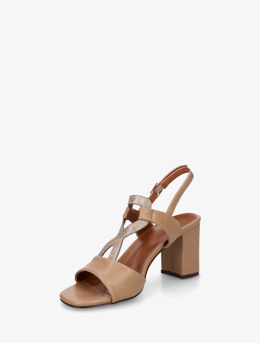 Sandalen met iriserend inzetstuk - Donker beige - Image 3
