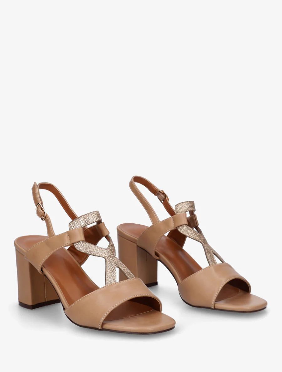 Sandalen met iriserend inzetstuk - Donker beige - Image 4