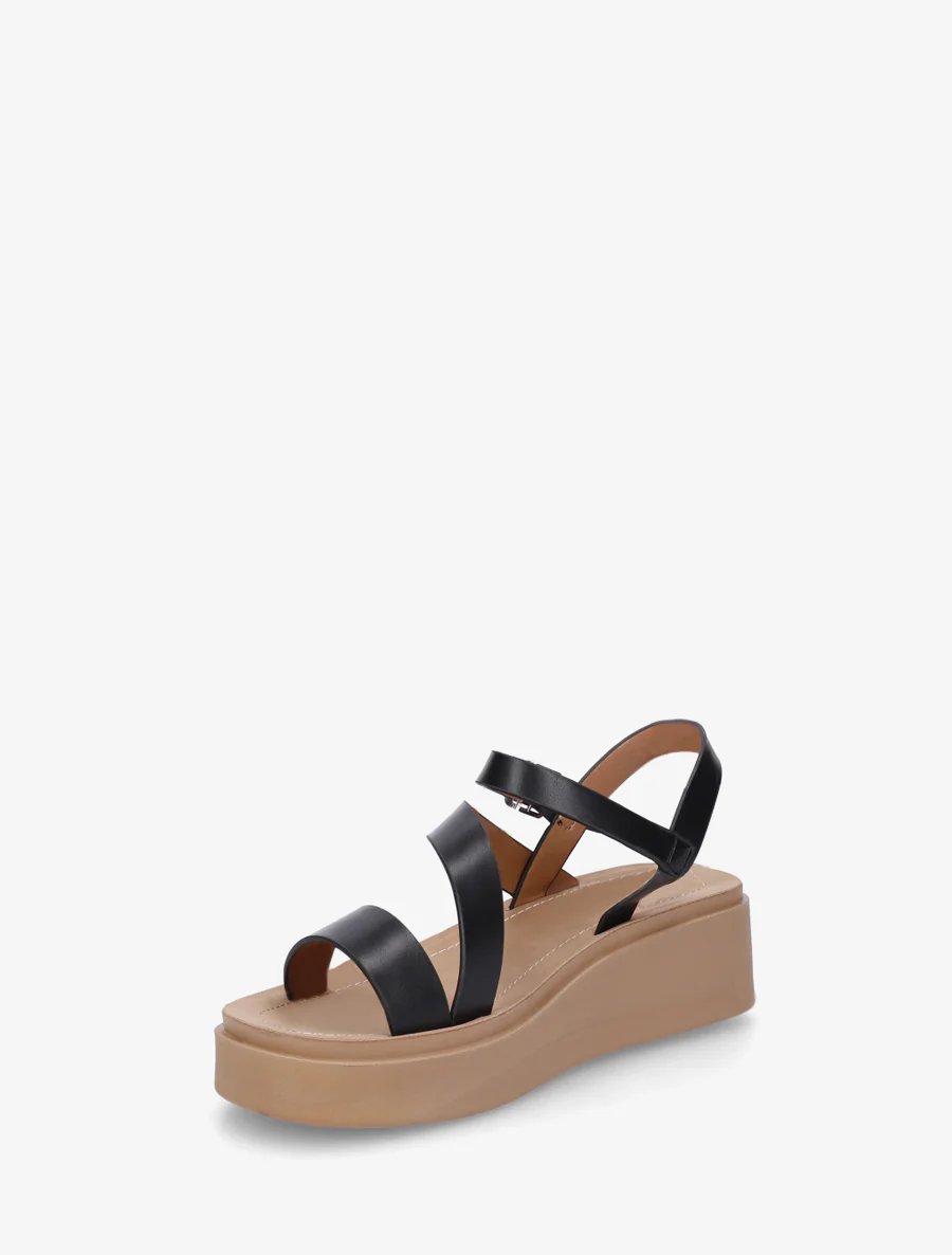 Sandalen met meerdere bandjes in imitatieleer - Zwart - Image 3