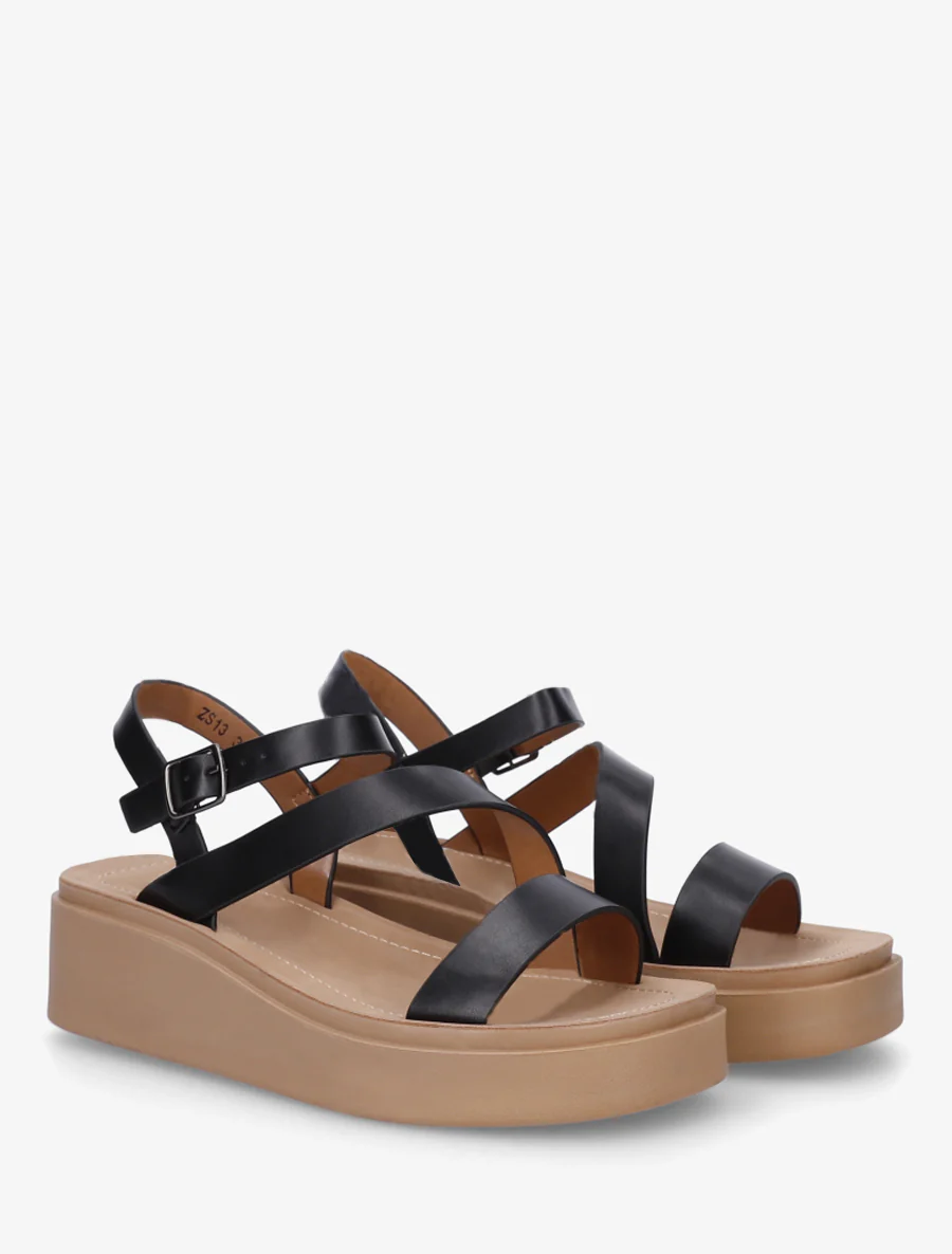 Sandalen met meerdere bandjes in imitatieleer - Zwart - Image 4
