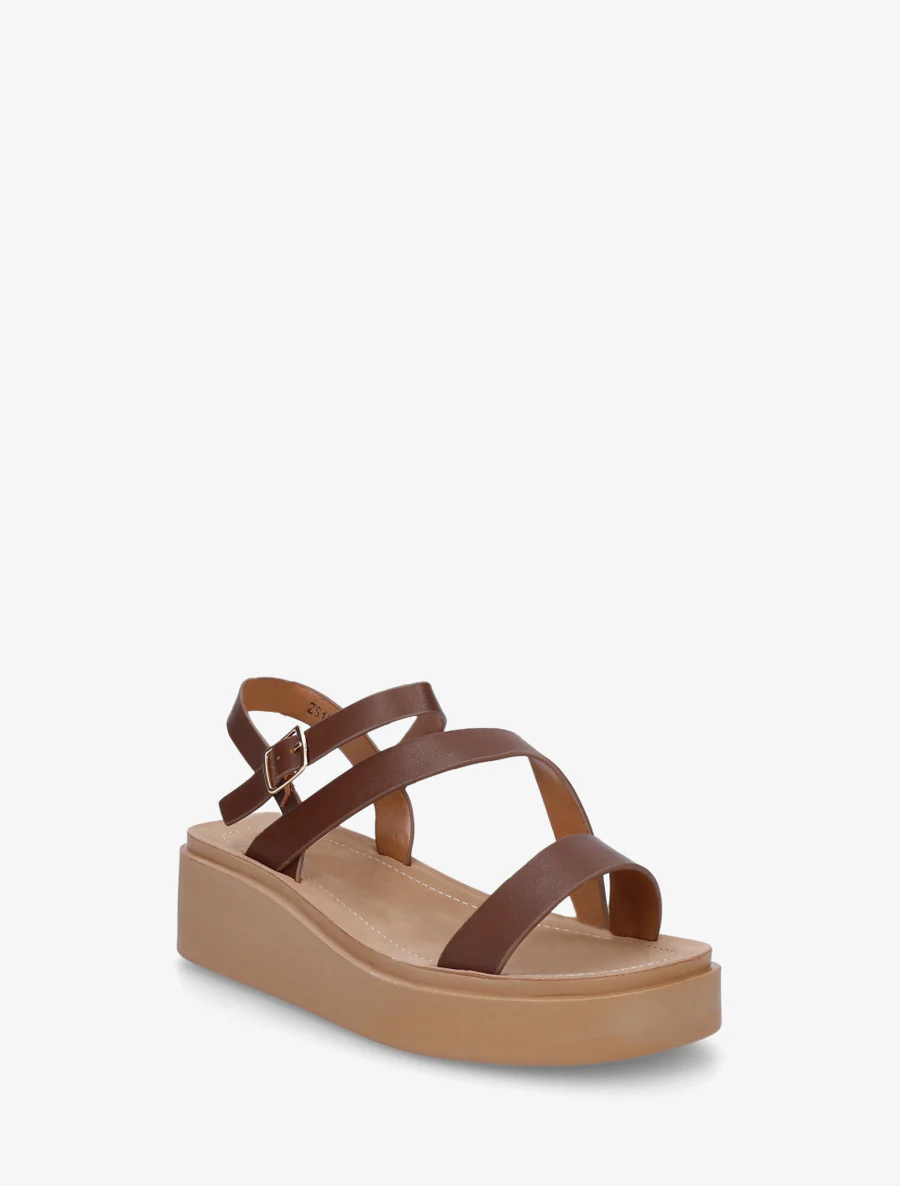 Sandalen met meerdere bandjes in imitatieleer - Bruin - Image 2