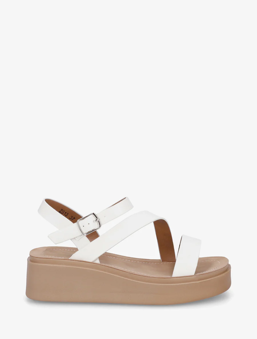 Sandalen met meerdere bandjes in imitatieleer - Wit