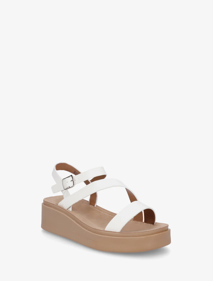 Sandalen met meerdere bandjes in imitatieleer - Wit - Image 2