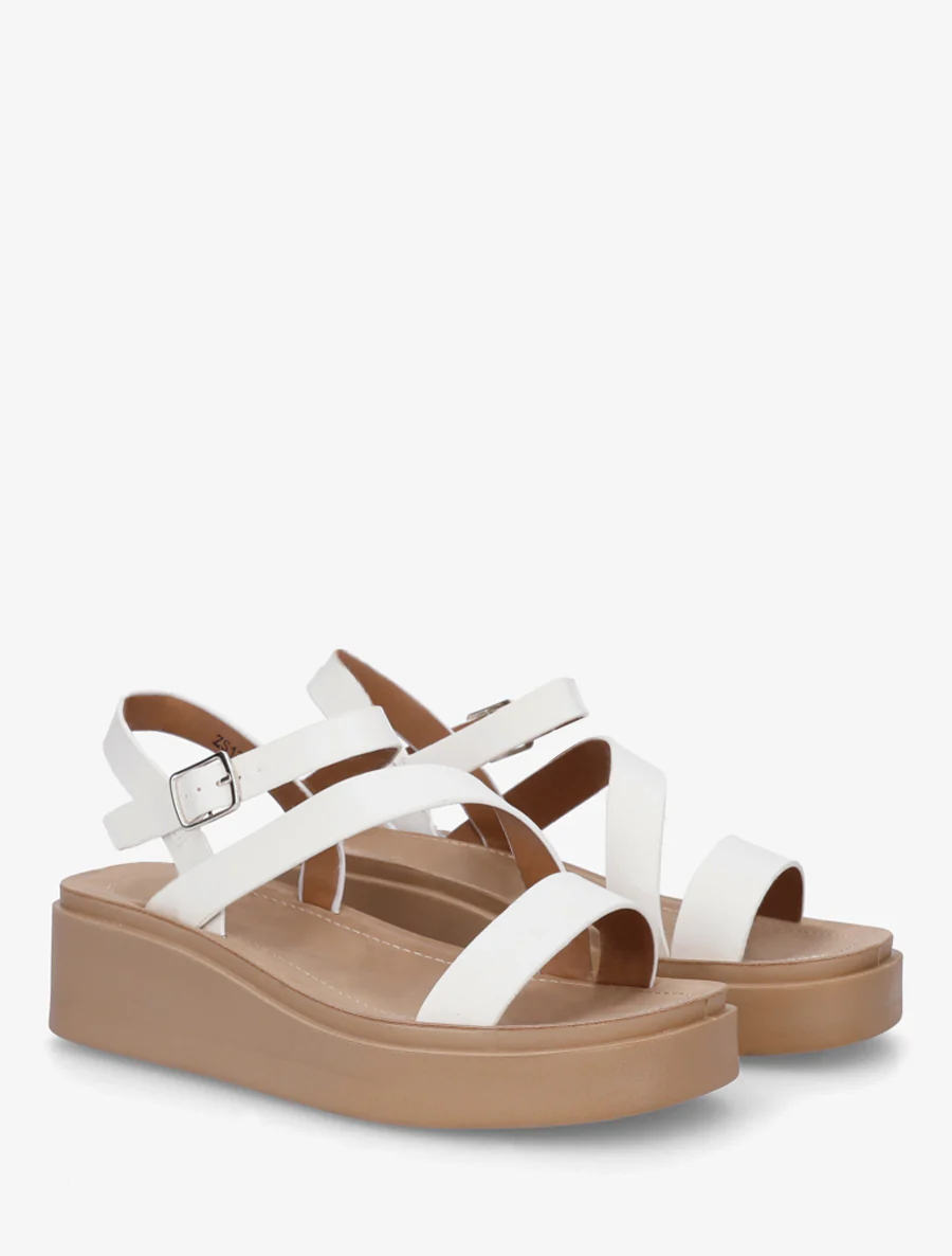 Sandalen met meerdere bandjes in imitatieleer - Wit - Image 4