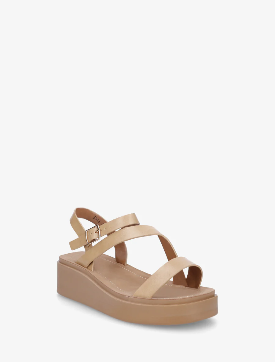 Sandalen met meerdere bandjes in imitatieleer - Beige - Image 2