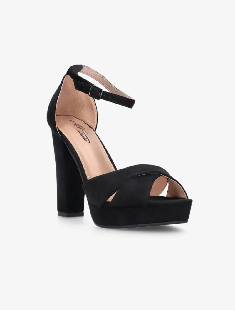 Sandalen met plateauzool en gekruiste bandjes - zwart - Image 3
