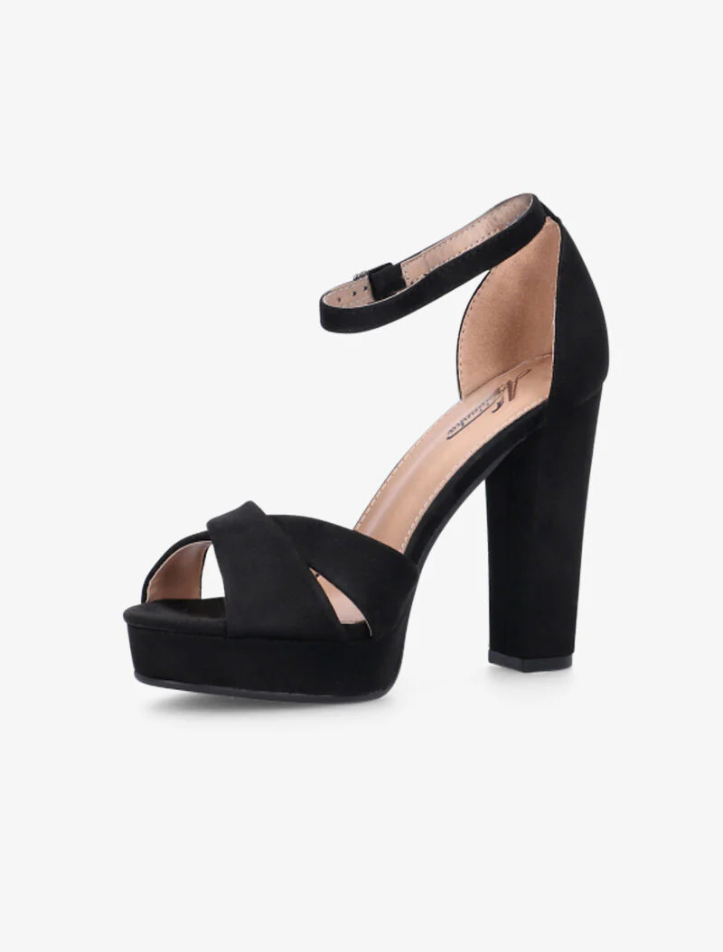 Sandalen met plateauzool en gekruiste bandjes - zwart - Image 4