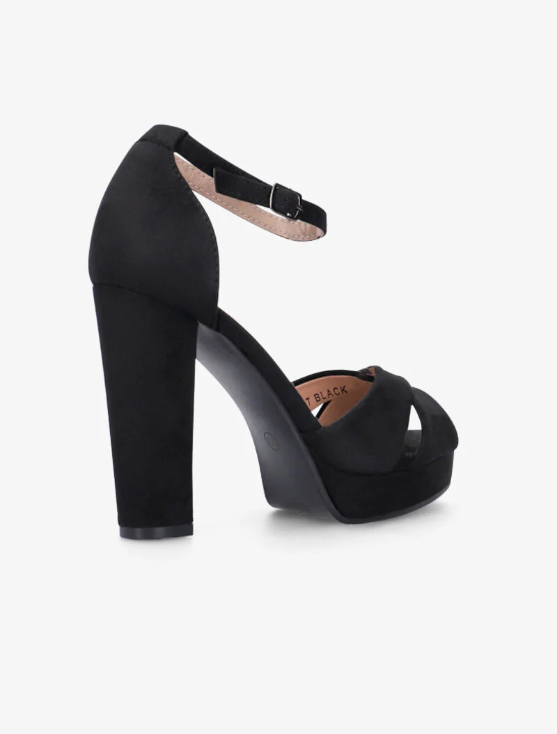 Sandalen met plateauzool en gekruiste bandjes - zwart - Image 5