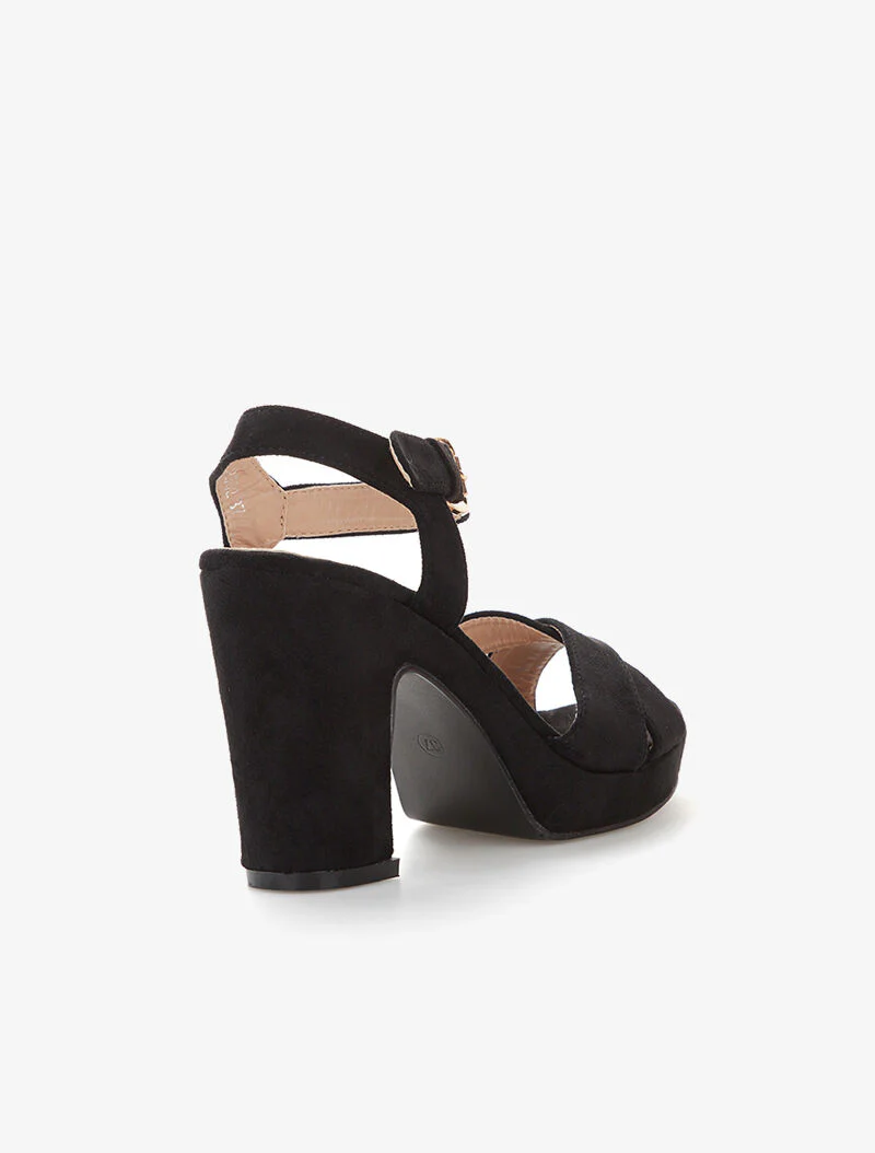 Sandalen met platform en gekruiste bandjes - zwart - Image 4