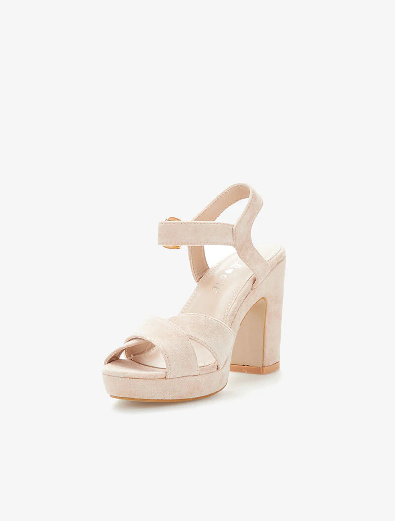 Sandalen met platform en gekruiste bandjes - beige - Image 3