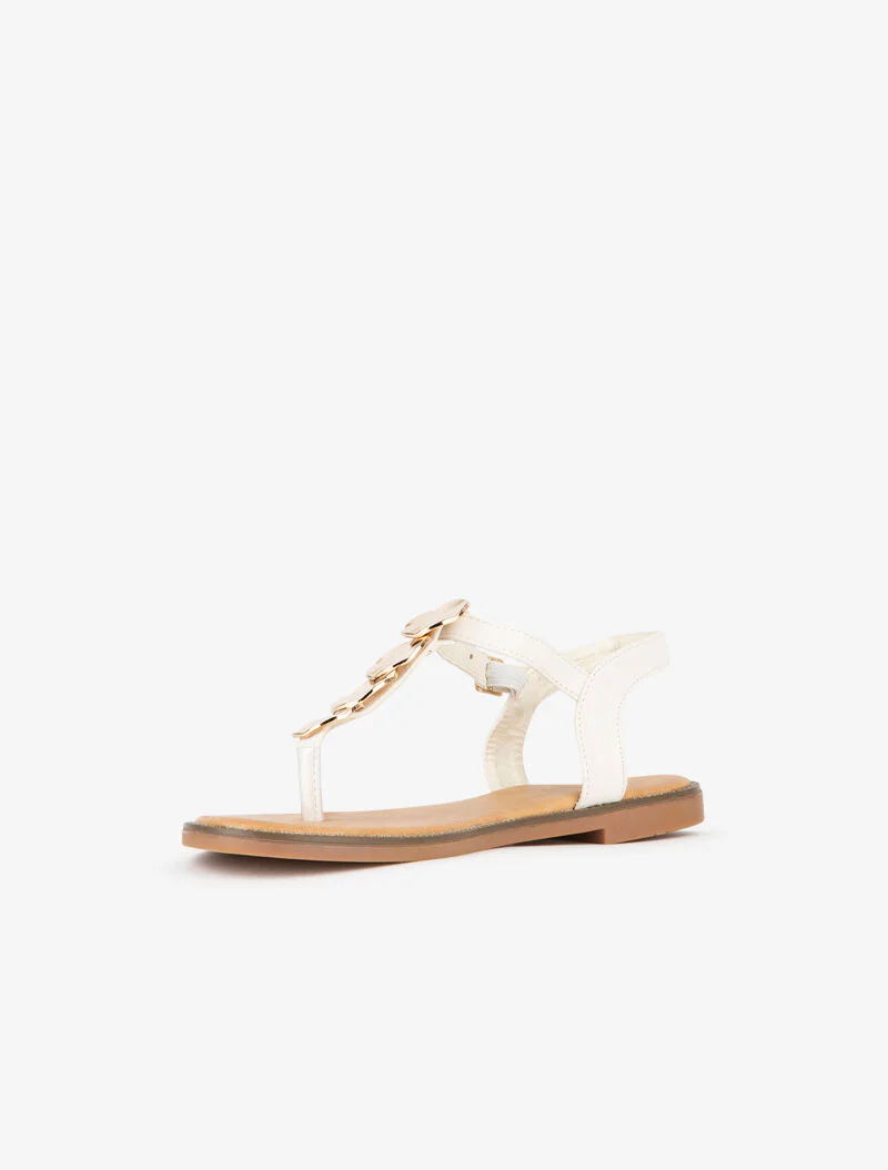 Rondplaat sandalen met gouden platen - wit - Image 3