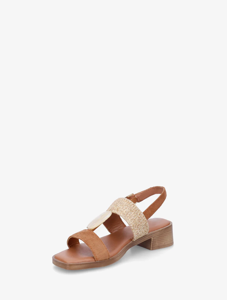 Sandalen met siersteen inzetstuk in steenstijl - Bruin - Image 3
