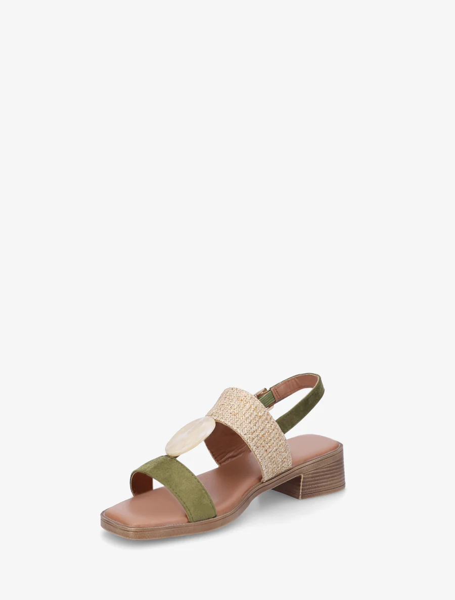 Sandalen met siersteen inzetstuk in steenstijl - Kaki - Image 3