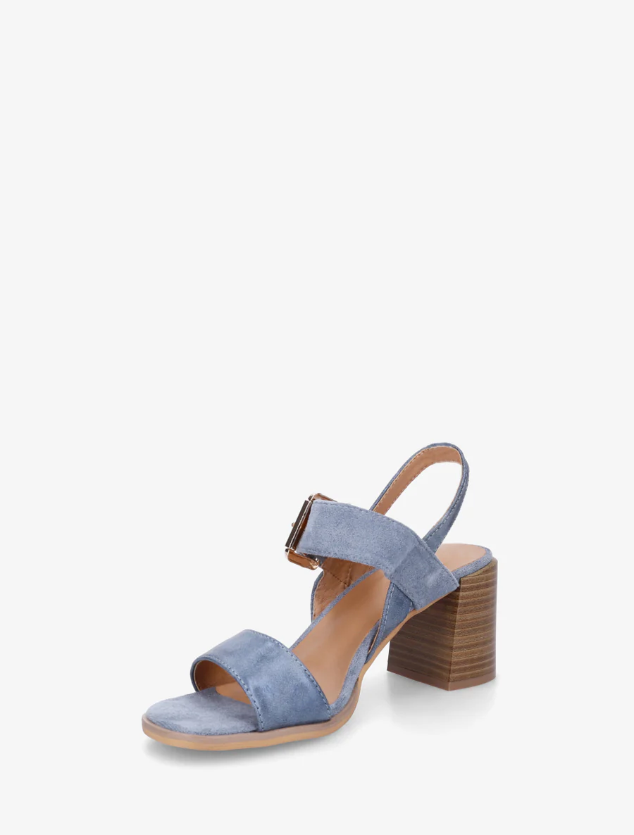 Sandalen met twee materialen en hak - Blauw - Image 3