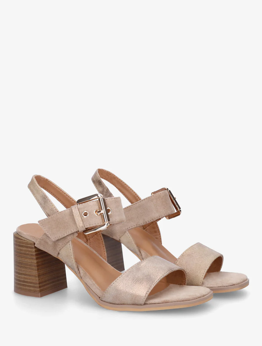Sandalen met twee materialen en hak - Mol - Image 4