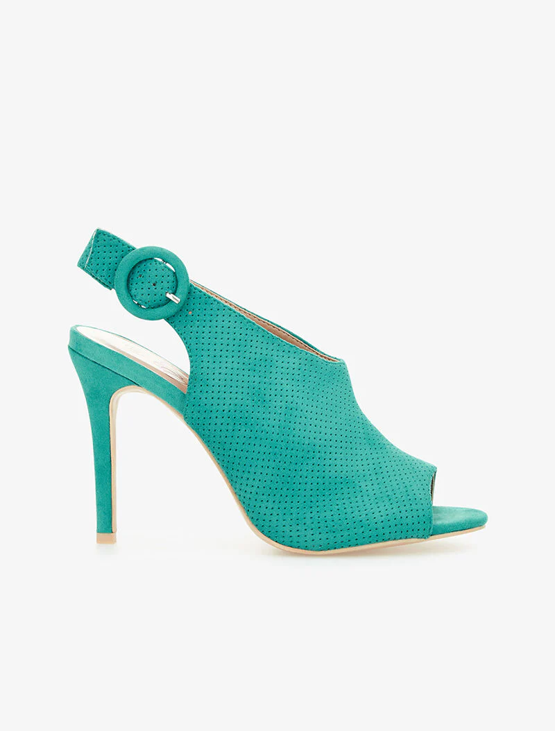 Peeptoe sandalen met studs - turquoise