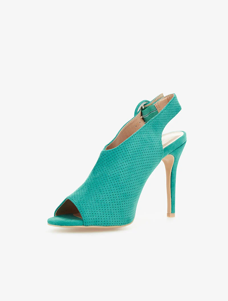 Peeptoe sandalen met studs - turquoise - Image 3