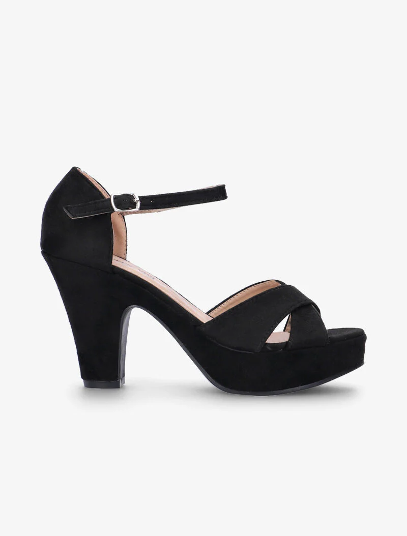 Semi-wiggen sandalen met gekruiste bandjes - zwart
