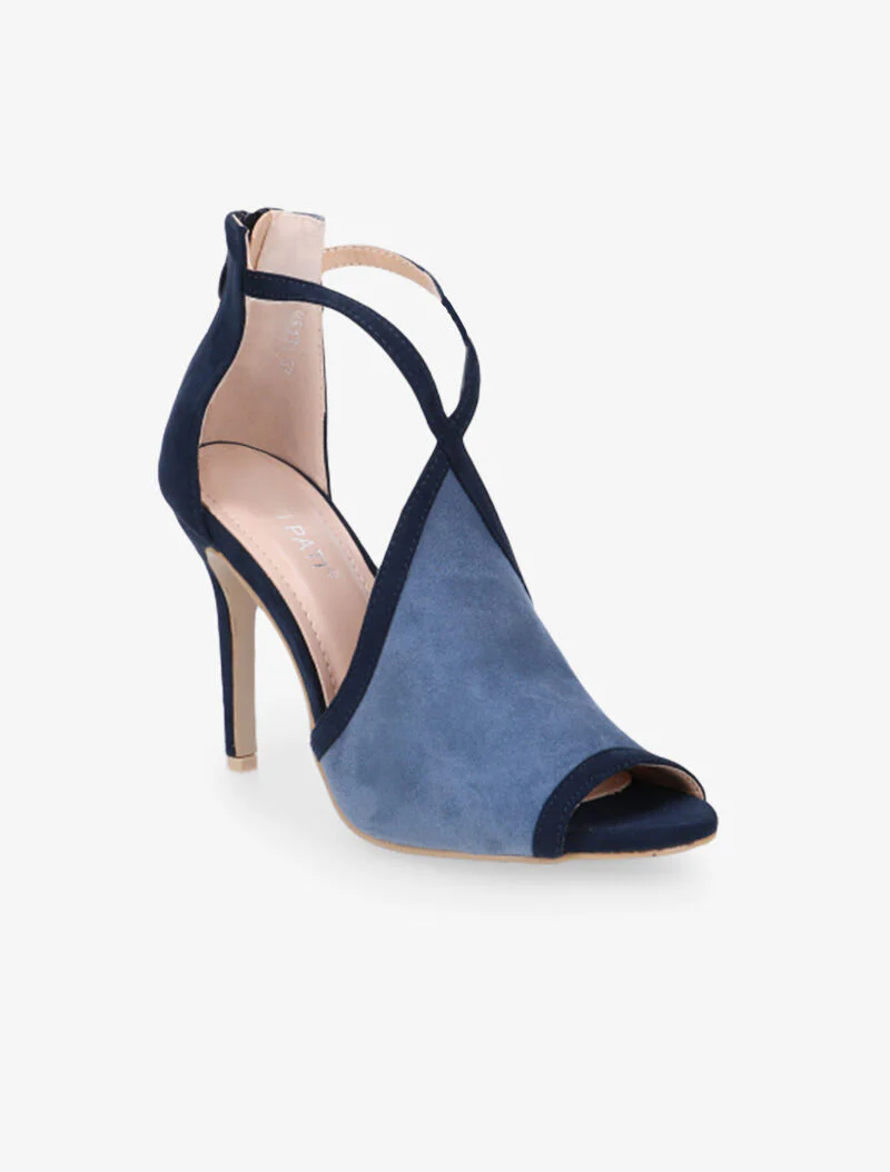 Suède bicolor sandalen met gekruiste bandjes - marine/blauw - Image 2